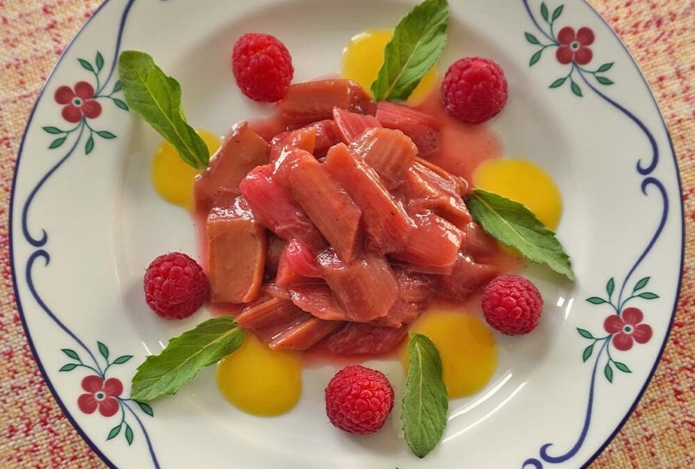 Rezept für Rhabarberkompott mit Himbeeren