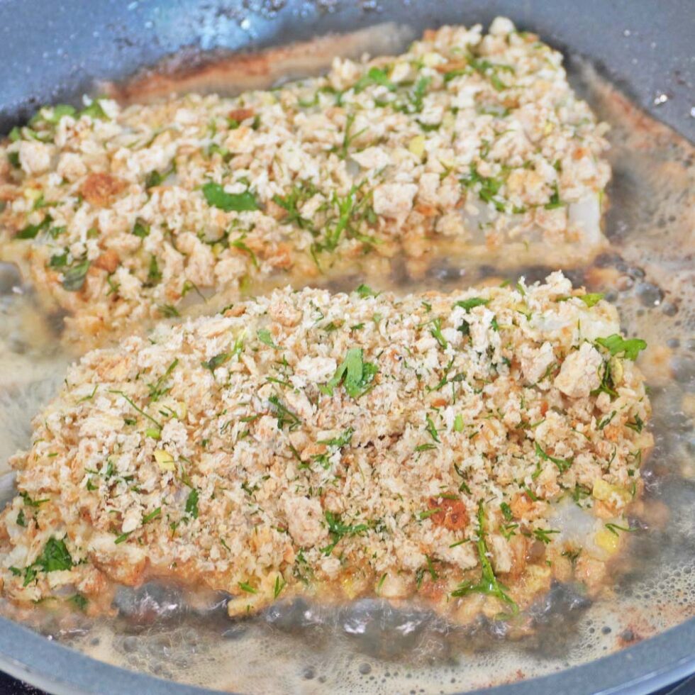 Kabeljau Rezept paniert - knusprige Kräuter-Senf-Zitronen-Panade ...