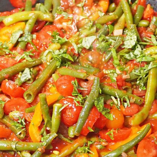 Rezept für Grüne Bohnen mit Tomaten vegan