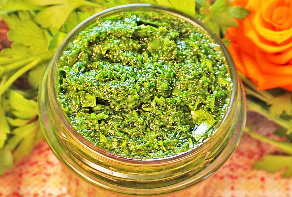 Petersilien Pesto Rezept vegan ohne Käse und Pinienkerne