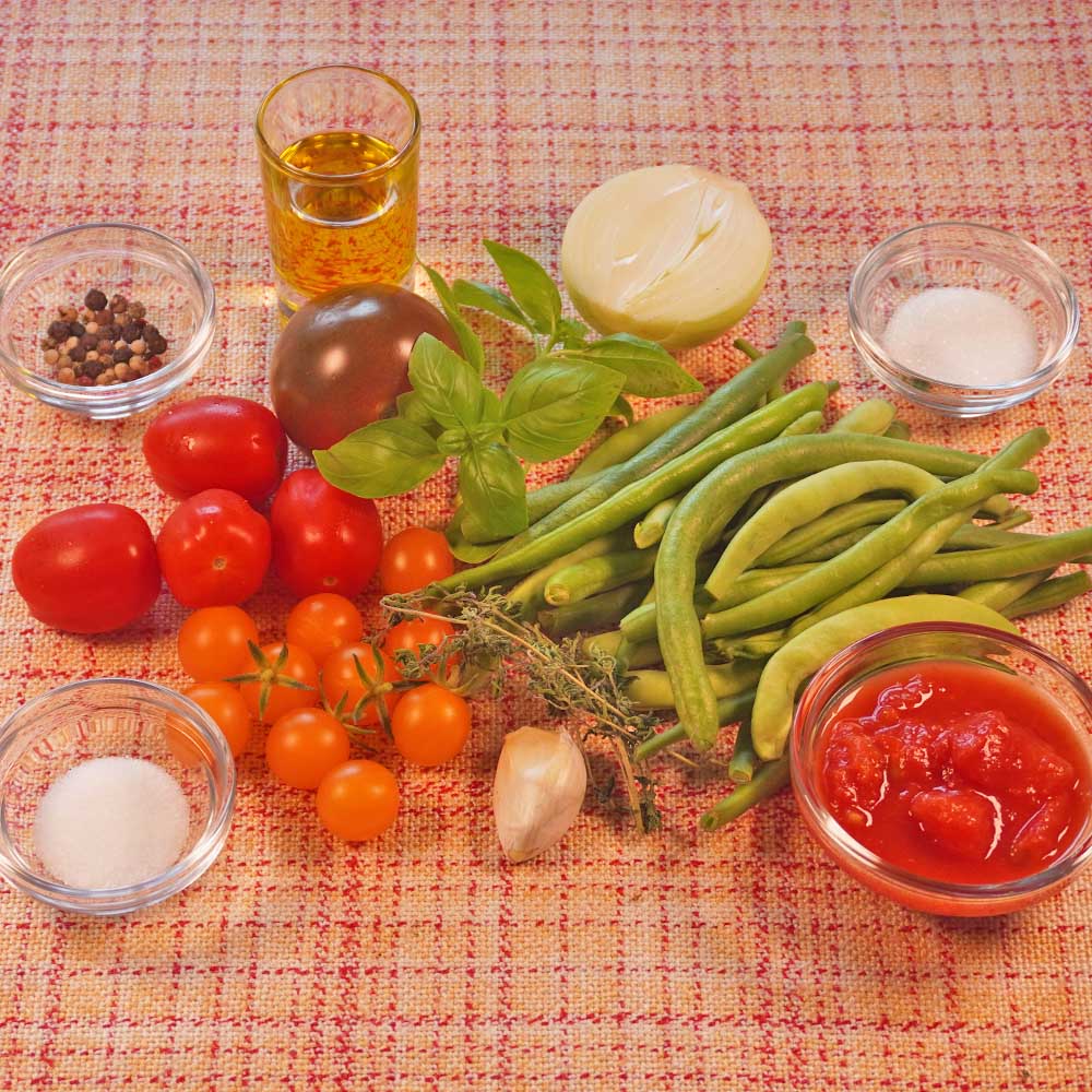 Zutaten Grüne Bohnen mit Tomaten Rezept Grüne Bohnen mit Tomaten Zutaten