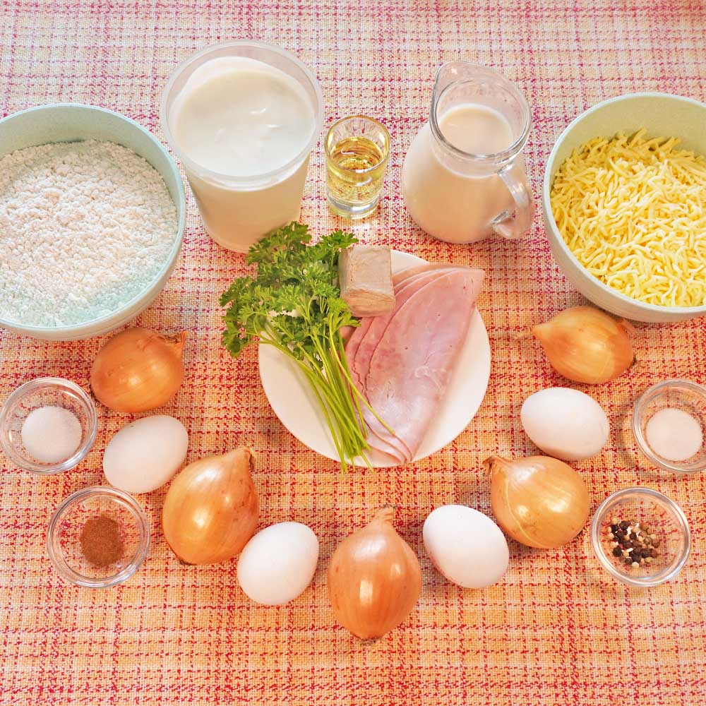 Zutaten High Protein Zwiebelkuchen Rezept Zutaten für Zwiebelkuchen