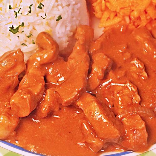 Schweinegeschnetzeltes mit Reis