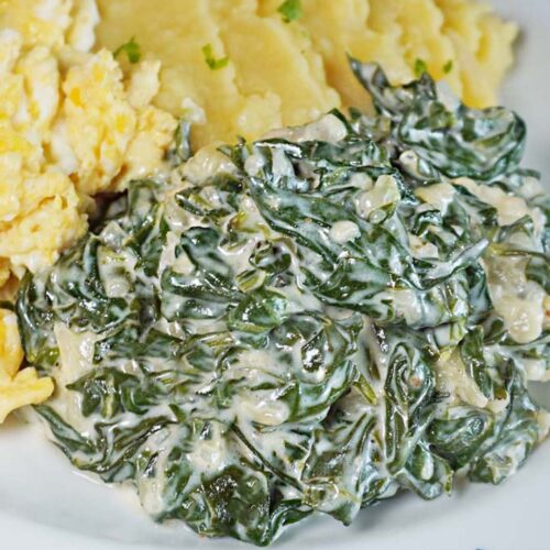 Rahmspinat mit Rührei und Kartoffelbrei